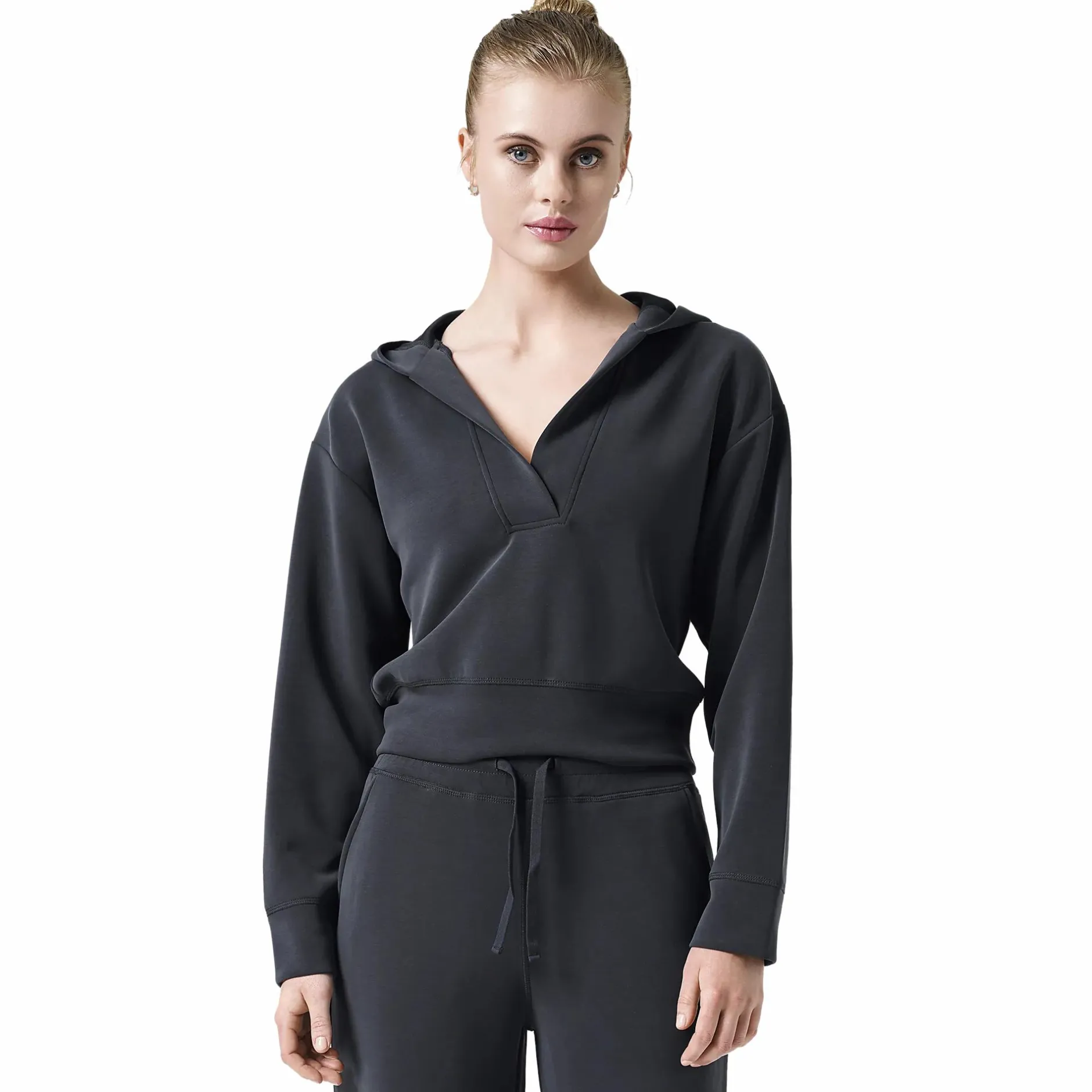 p v-neck hood w<CASALL Sale